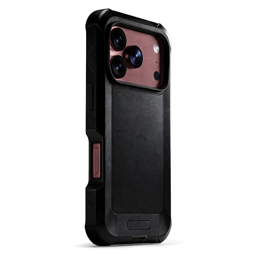 Motivecase Bunker Series heavy-duty military-grade phone case for iPhone 18 Pro Max showing rugged dual-layer back armor and bumper corners.