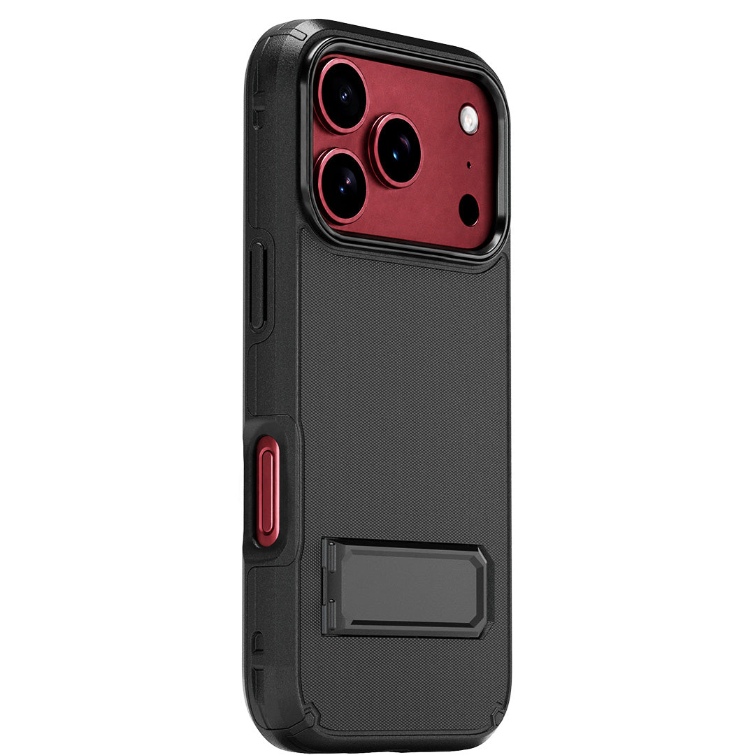 Tactical rear view photo of Motivecase Ranger V2 rugged protective case for iPhone 18 Pro Max with raised camera bezels.