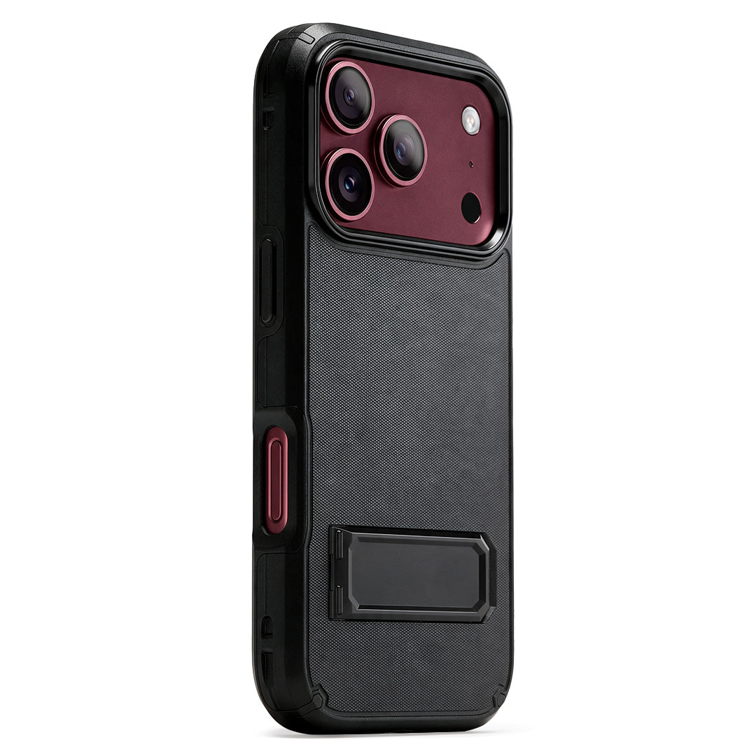 Motivecase Ranger V2 heavy-duty phone case for iPhone 18 Pro Max featuring rugged shockproof armor, textured non-slip grip, and raised camera bezels.