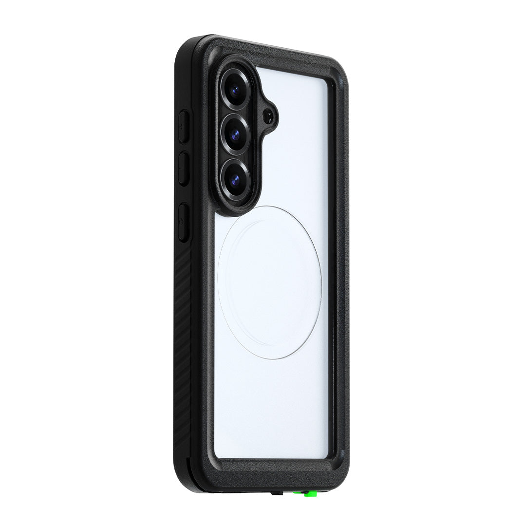 Motivecase Waterproof heavy-duty phone case for s26Water featuring drop defense, kickstand, and belt clip holster.
