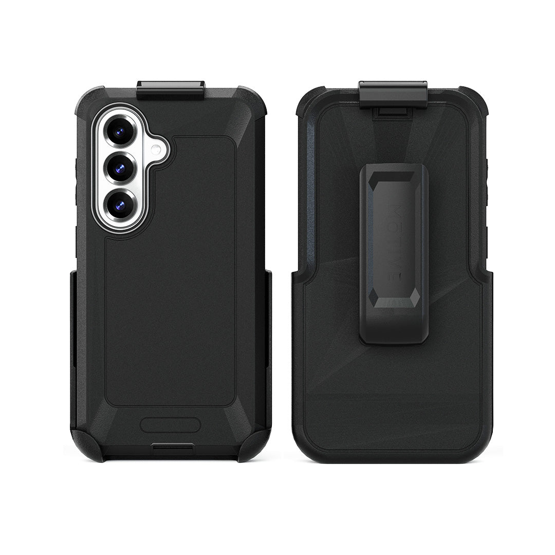 Motivecase Bunker Series heavy-duty phone case and detachable 360-degree rotating belt clip holster combo engineered for Samsung Galaxy S26 Ultra protection.