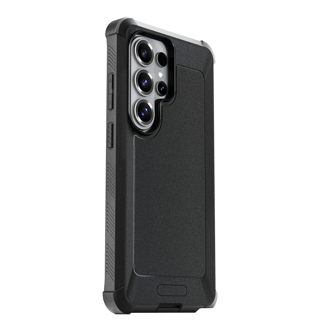 Motivecase Bunker Series heavy-duty military-grade phone case for Samsung Galaxy S26 Ultra showing rugged back armor and reinforced bumper corners.