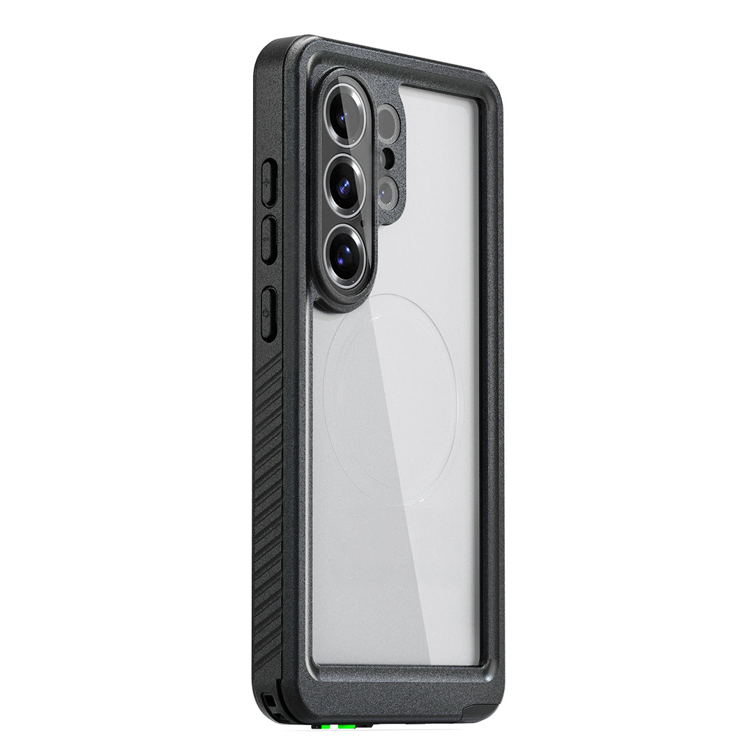 Motivecase Waterproof heavy-duty phone case for s26Water featuring drop defense, kickstand, and belt clip holster.