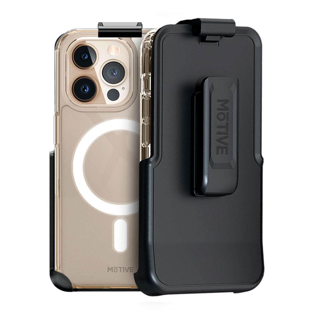 iPhone Belt Clip Clear Case & Holster for iPhone 15 Pro, offers rugged, military-grade protection.