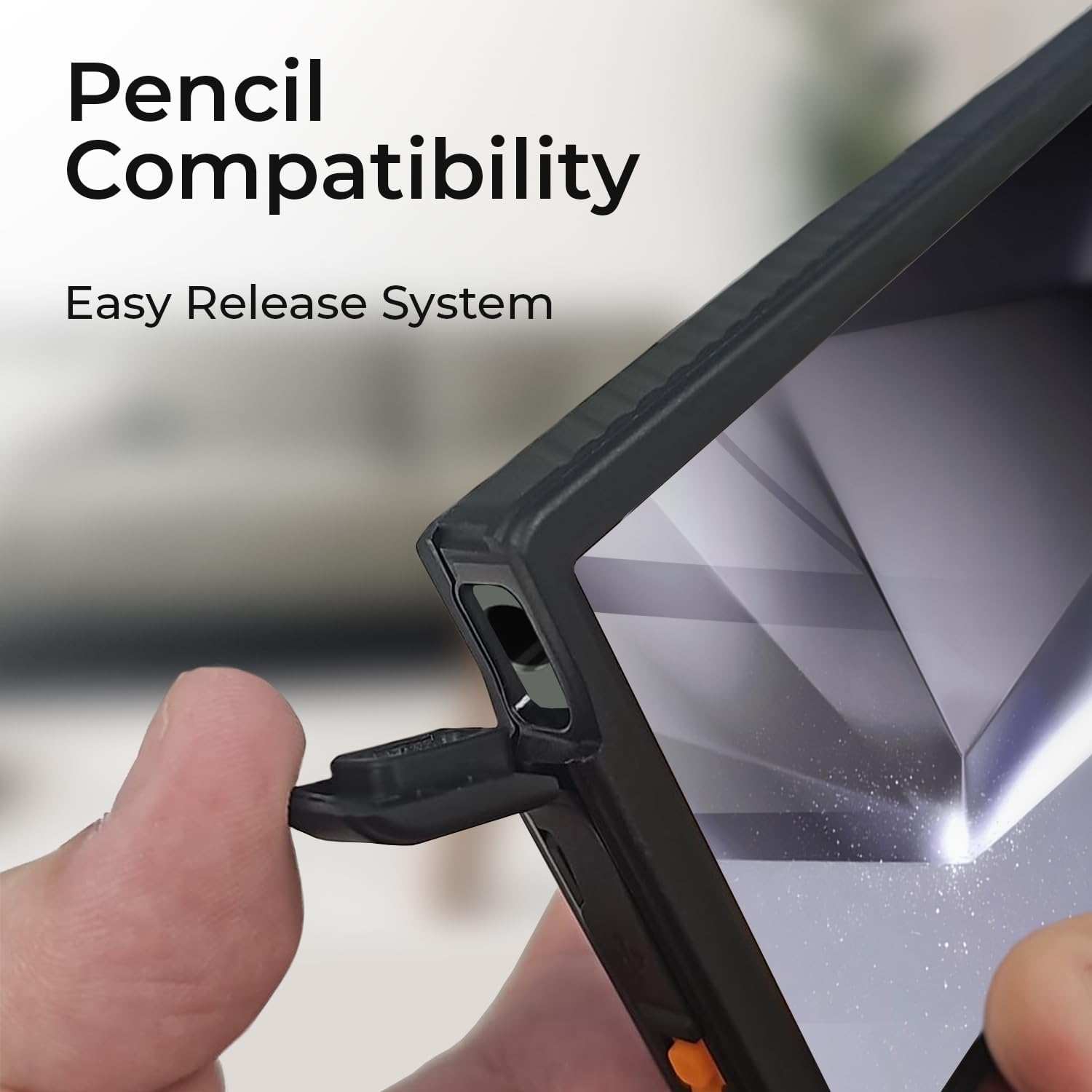 Highlighting the S Pen compatibility of the Galaxy S24 Ultra Waterproof case, with a dedicated space for the stylus.