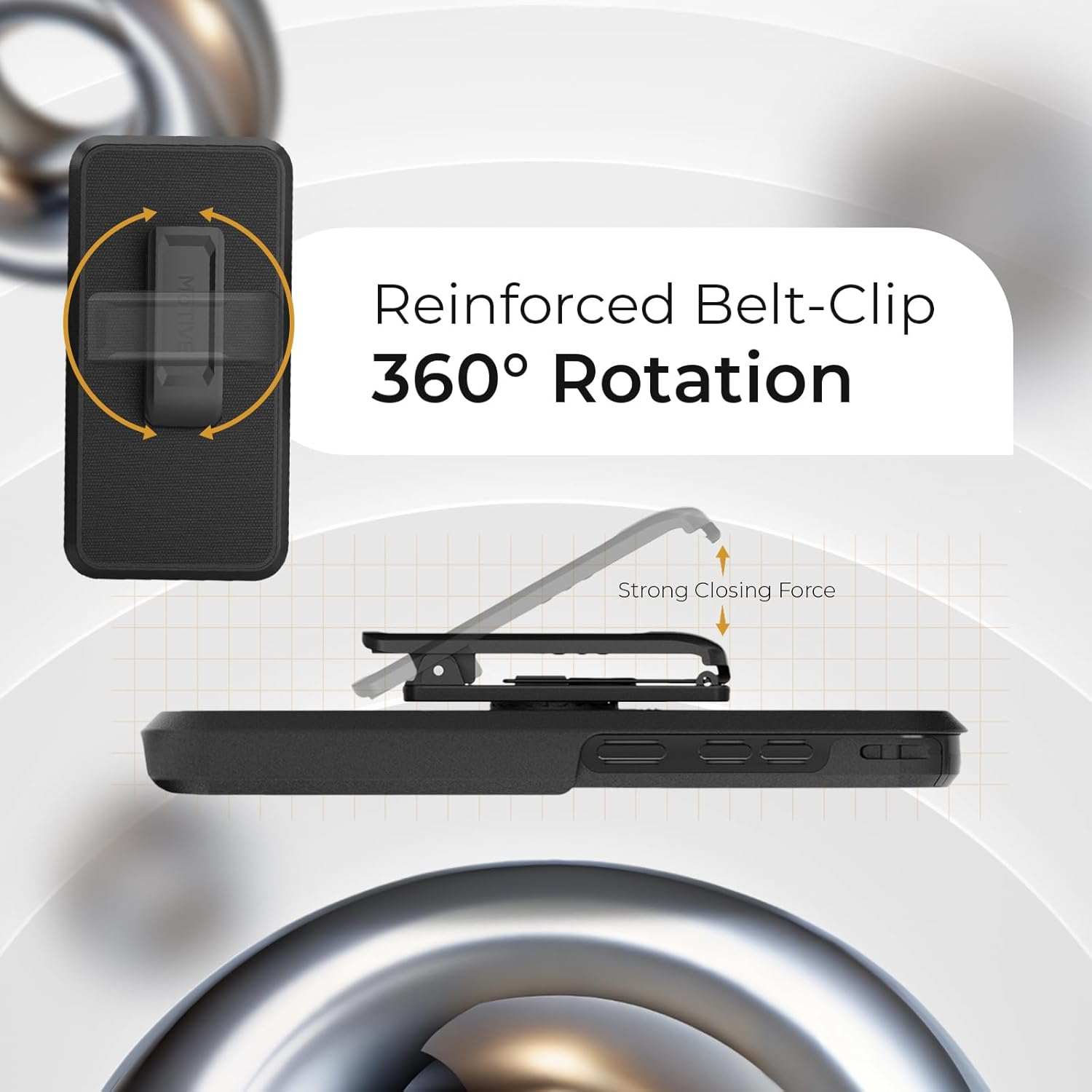 Showcasing the reinforced, 360° rotating belt clip on the Ranger V2 holster for versatile carrying.