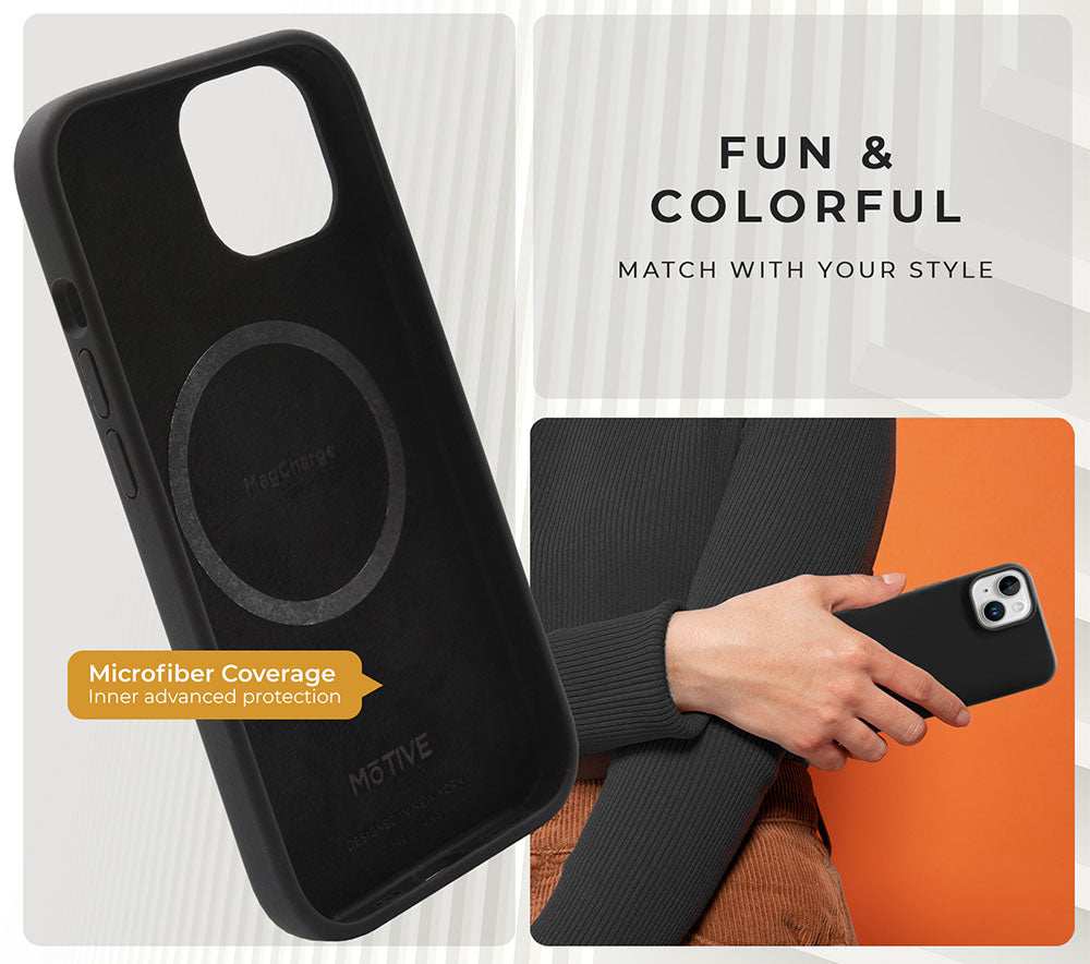 Liquid silicone slim case for iPhone 15 Plus with microfiber coverage for advanced protection and style enhancement.
