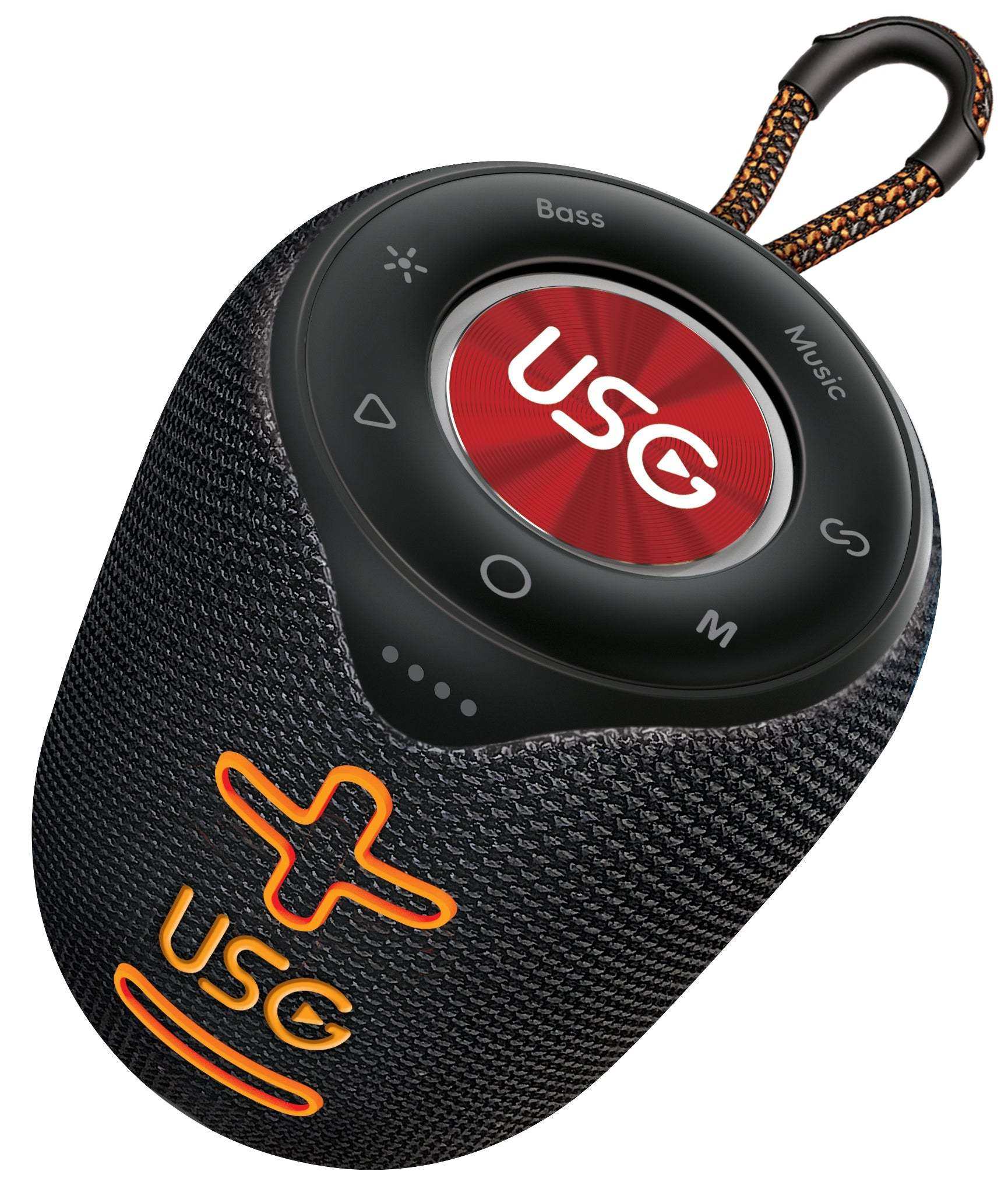 Top-down view of the compact USG PLAY 4 portable Bluetooth speaker, highlighting its stylish and portable design.