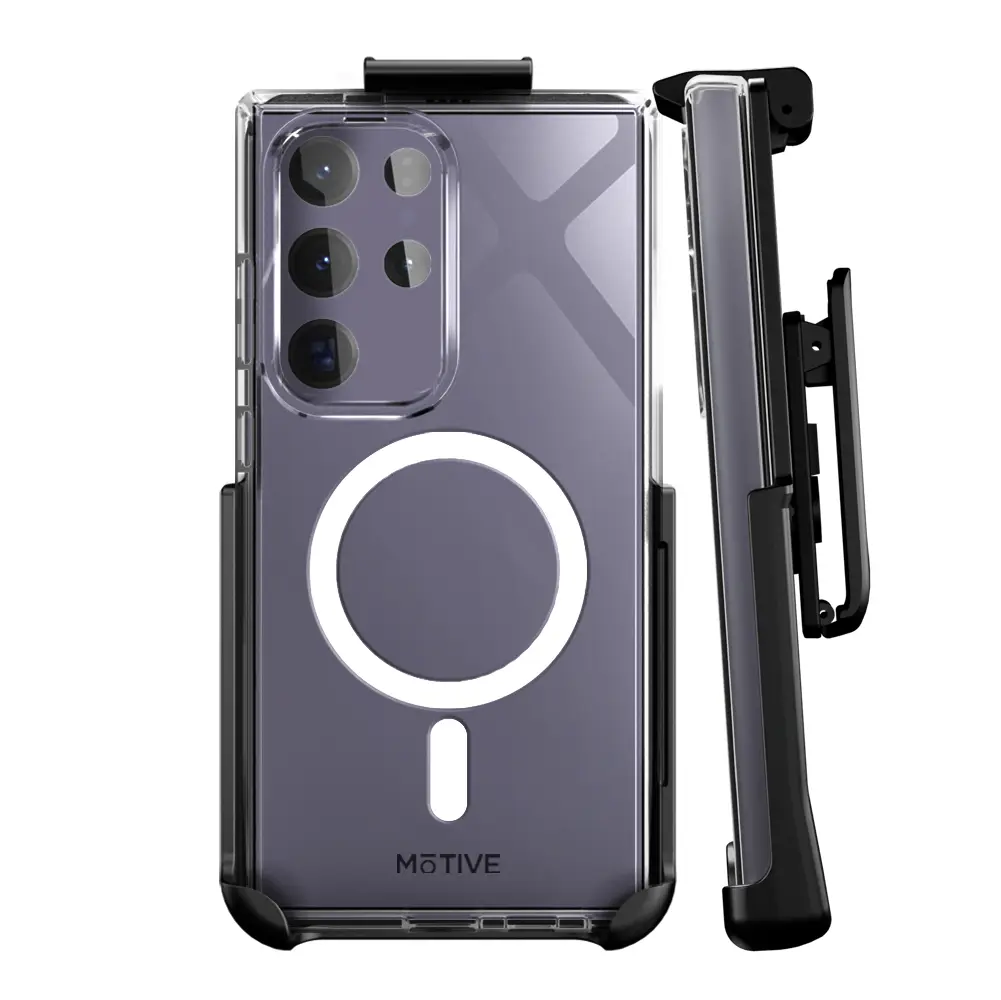 Clear S24 Ultra Phone Case and Holster for Galaxy S24 Ultra with Air-Pocket Technology.