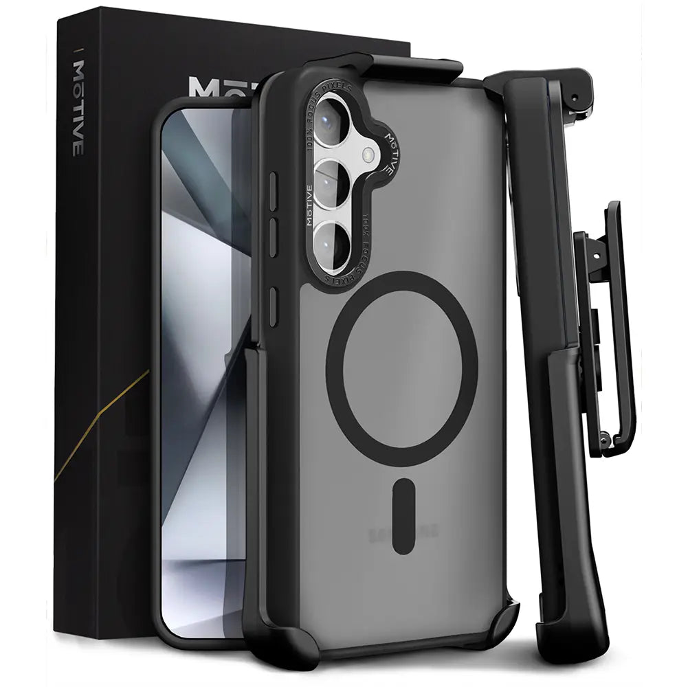 Galaxy S24 Clear Case & Holster - Durable, Shockproof Protection.