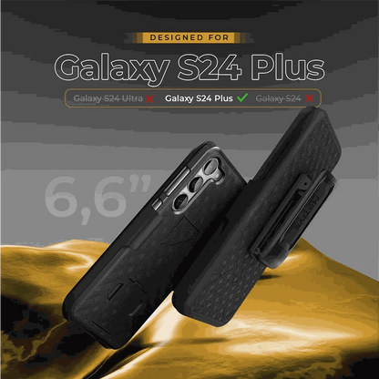 Samsung s24 Plus case with belt clip, durable protection, military-grade shockproof design.