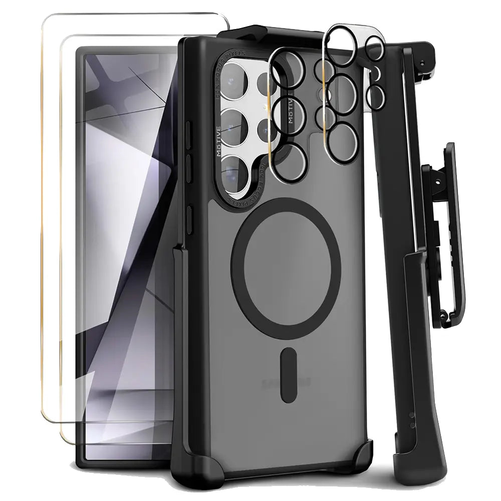 Clear Case & Holster Combo (Screen Protector & Camera Lens) for Samsung Galaxy S24 Ultra