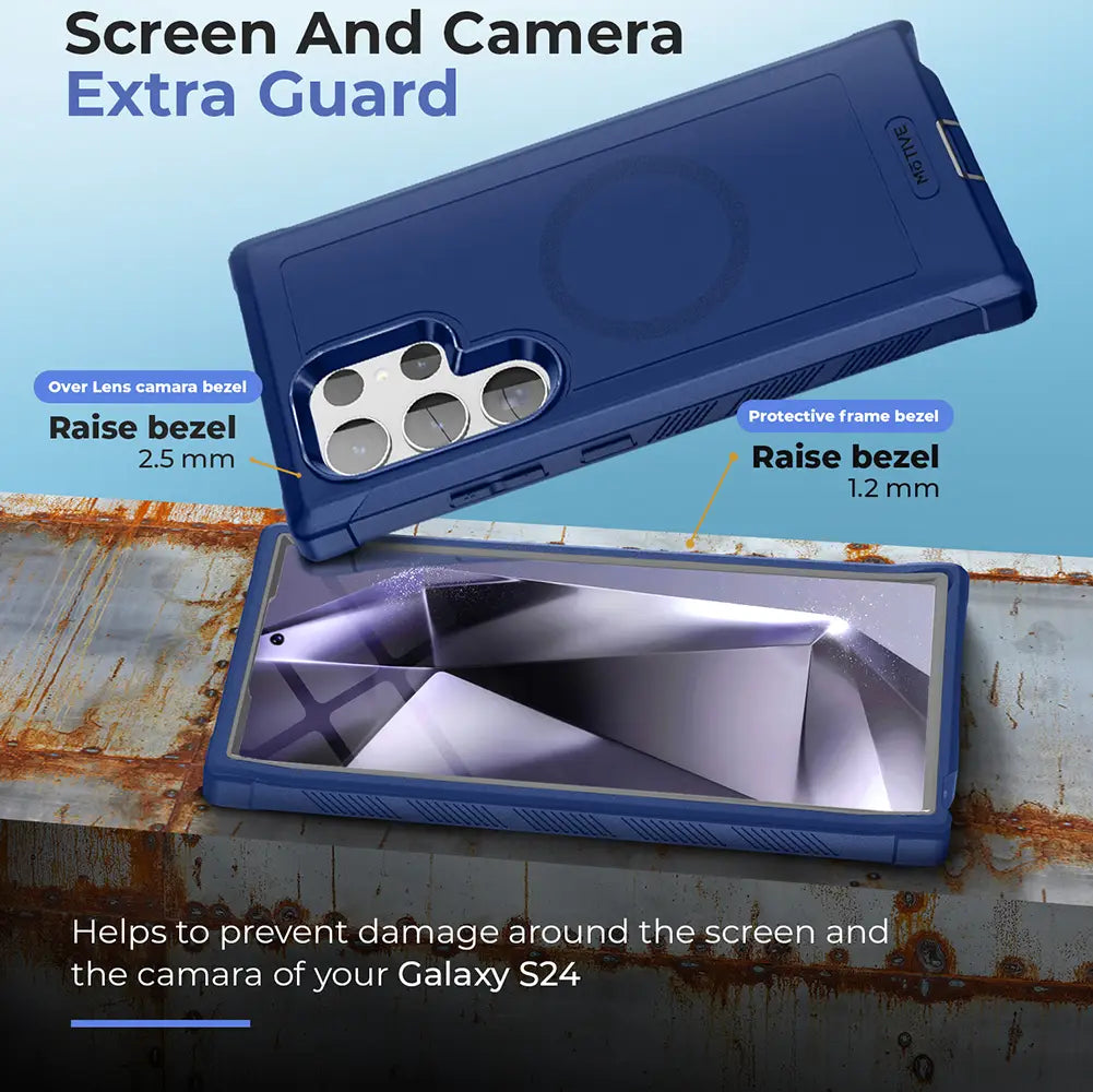 Heavy duty Galaxy S24 Ultra case and holster with screen and camera protection.