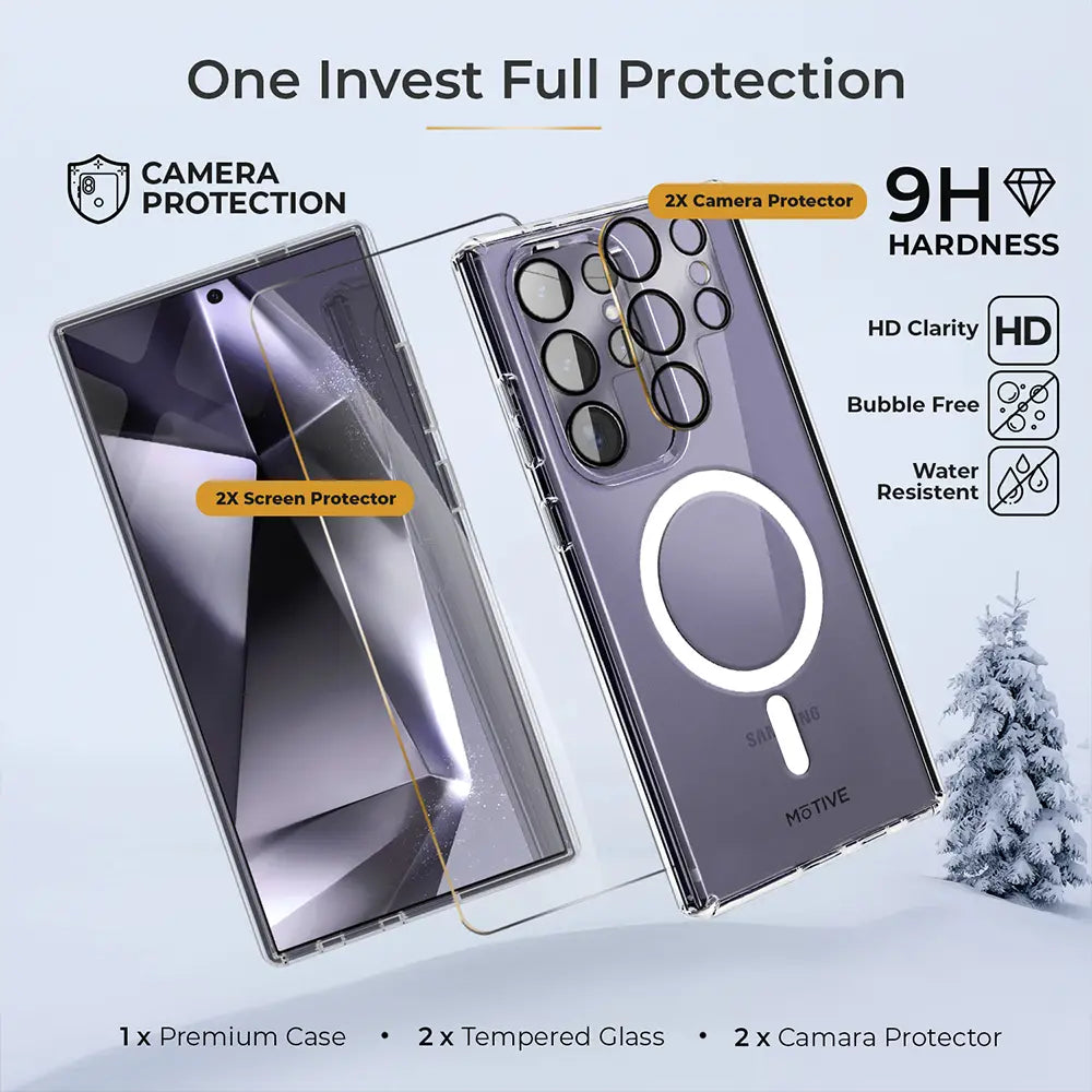 Clear Case & Holster Combo (Screen Protector & Camera Lens) for Samsung Galaxy S24 Ultra