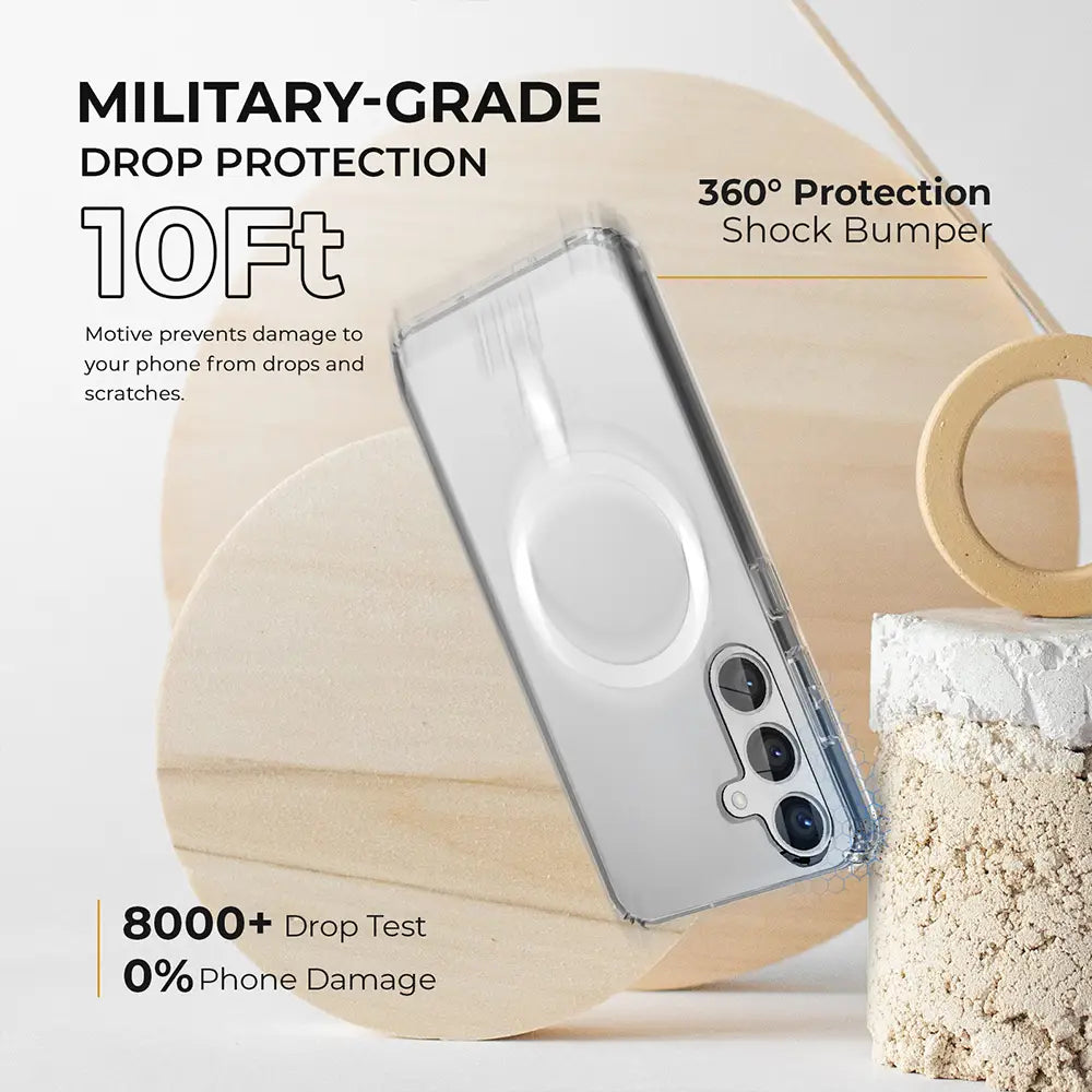 MOTIVE Crystal Clear s25 Phone Case | Anti-Yellowing + Military-Grade