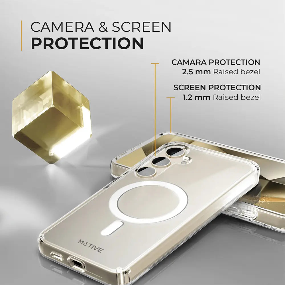 Clear case for Galaxy S24 Plus featuring camera and screen protection with raised bezels.