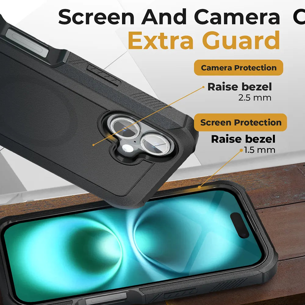 iPhone 16 case with belt clip, rugged protection, durable holster, screen and camera guard.