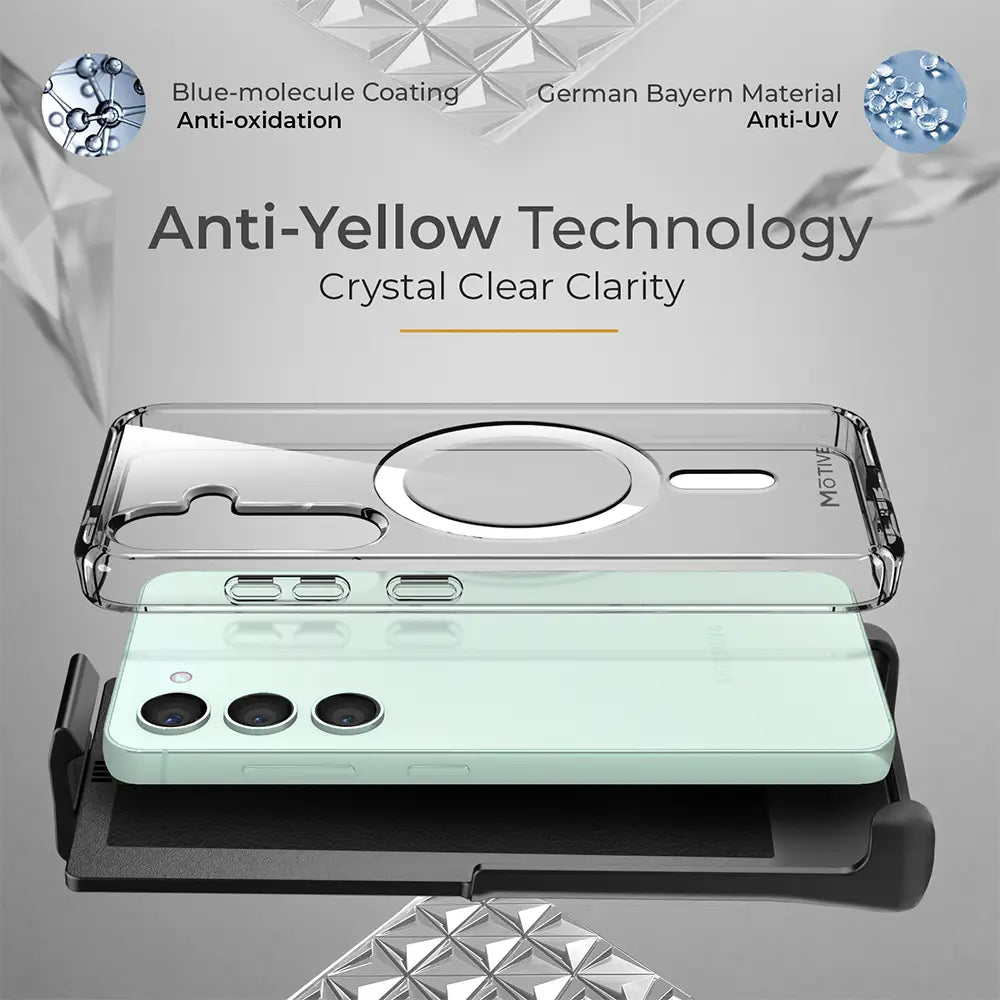 MOTIVE Crystal Clear S25 Plus Phone Case | Anti-Yellowing + 15ft Drop-Proof