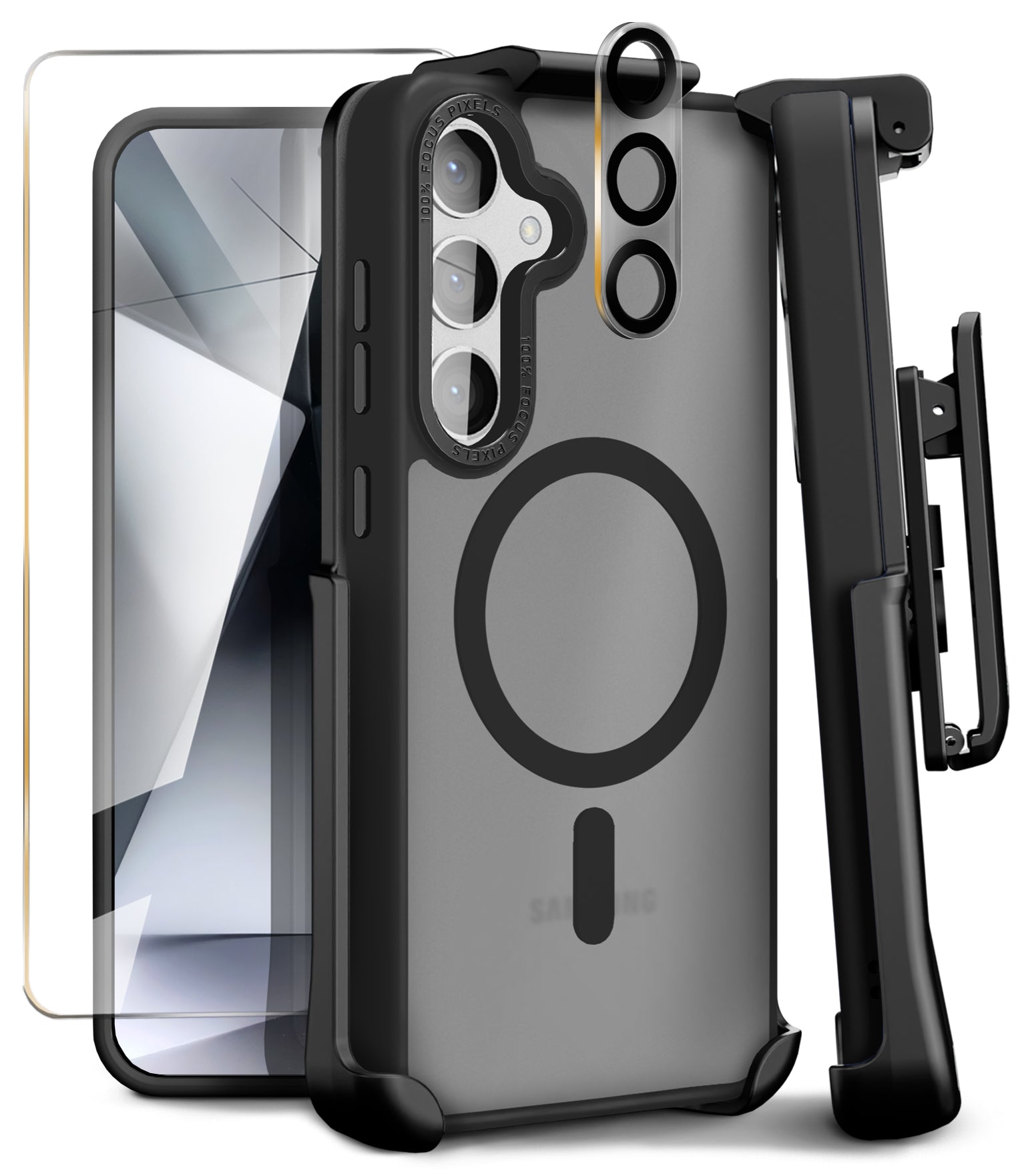 Clear Case & Holster Combo (Screen Protector & Camera Lens) for Samsung Galaxy S24