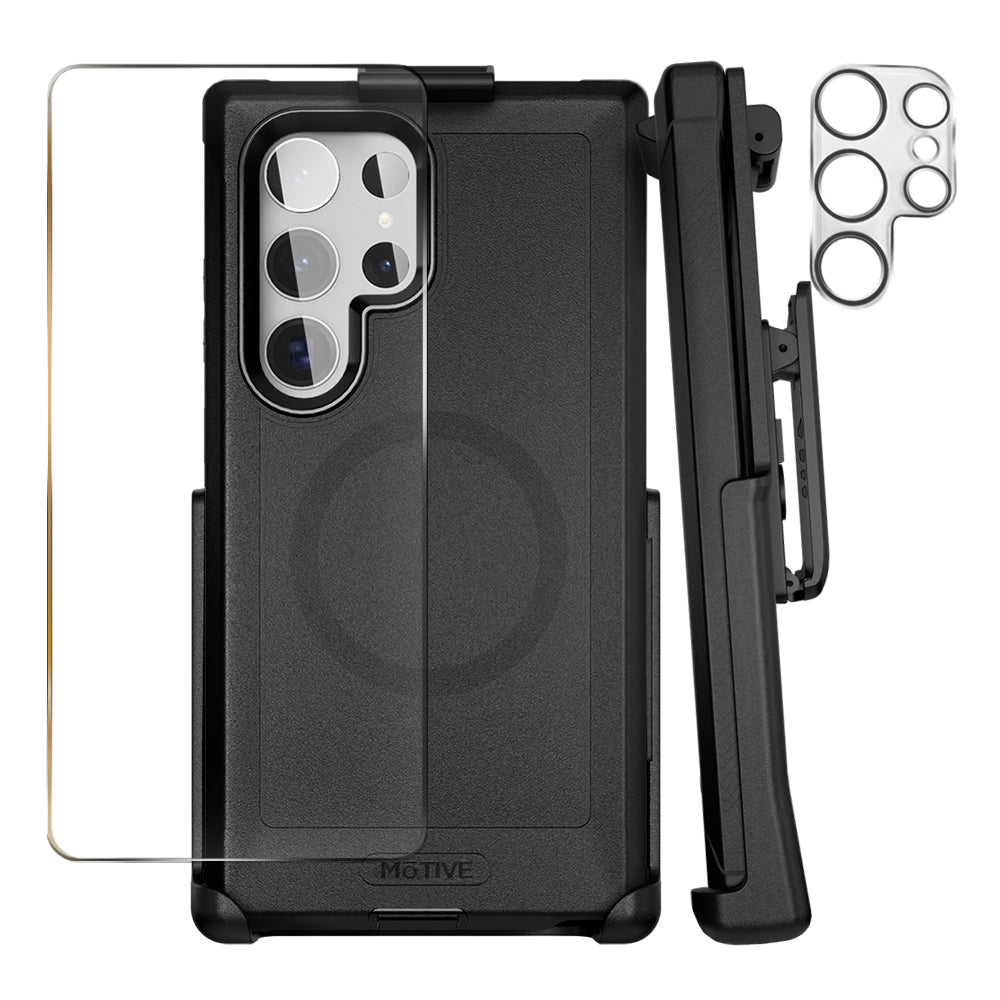 Heavy Duty Case & Holster Combo (Screen Protector & Camera Lens) for Samsung Galaxy S24 Ultra