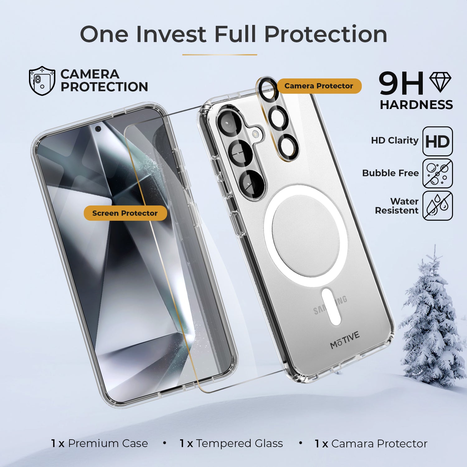 Clear Case & Holster Combo (Screen Protector & Camera Lens) for Samsung Galaxy S24