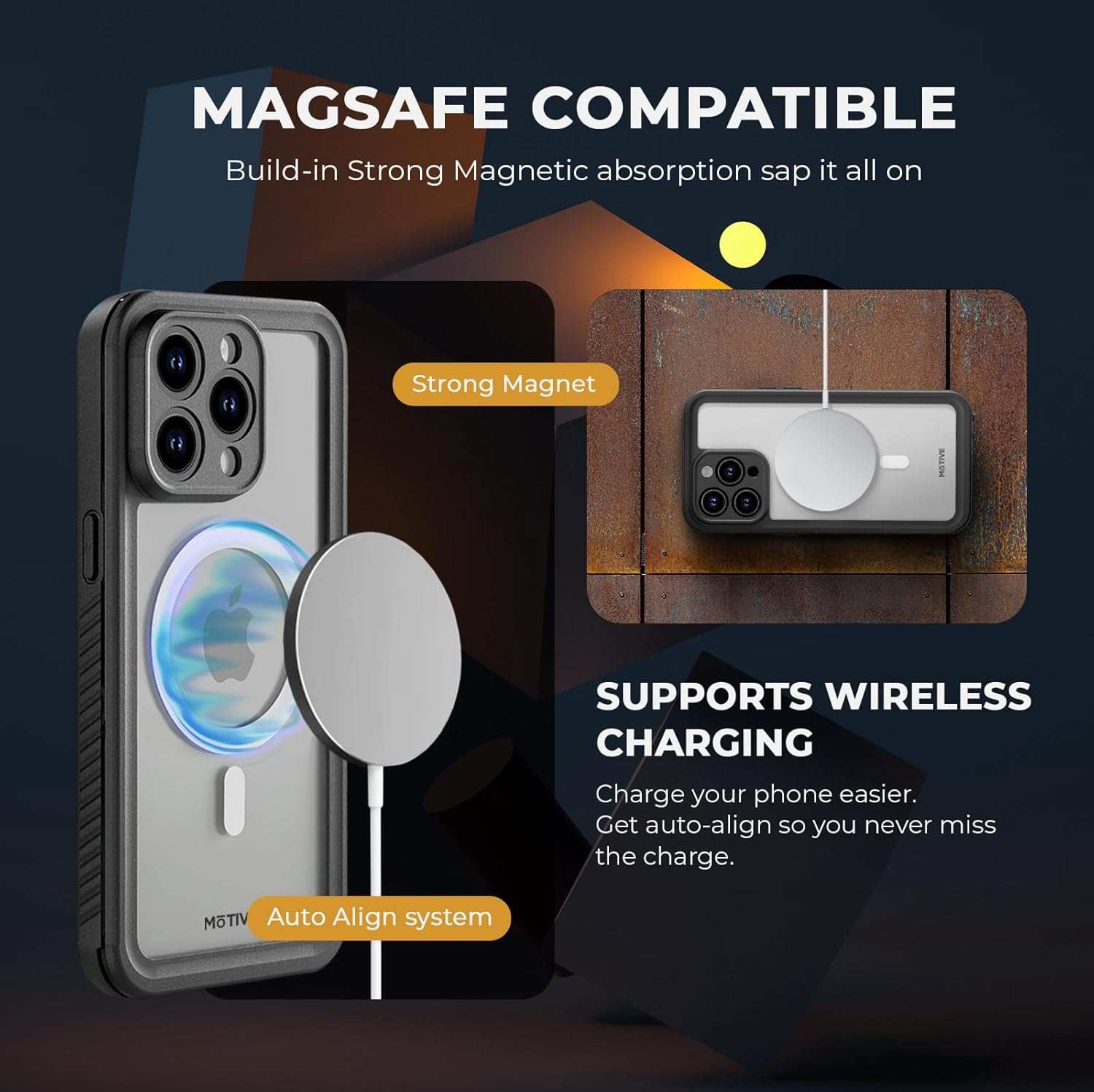 Back view of the Waterproof case for iPhone 15 Pro Max showing its crystal-clear design and MagSafe compatibility.