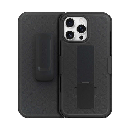 Front and back view of the slim Motivecase Ranger V1 case for the Apple iPhone 16 Pro Max.