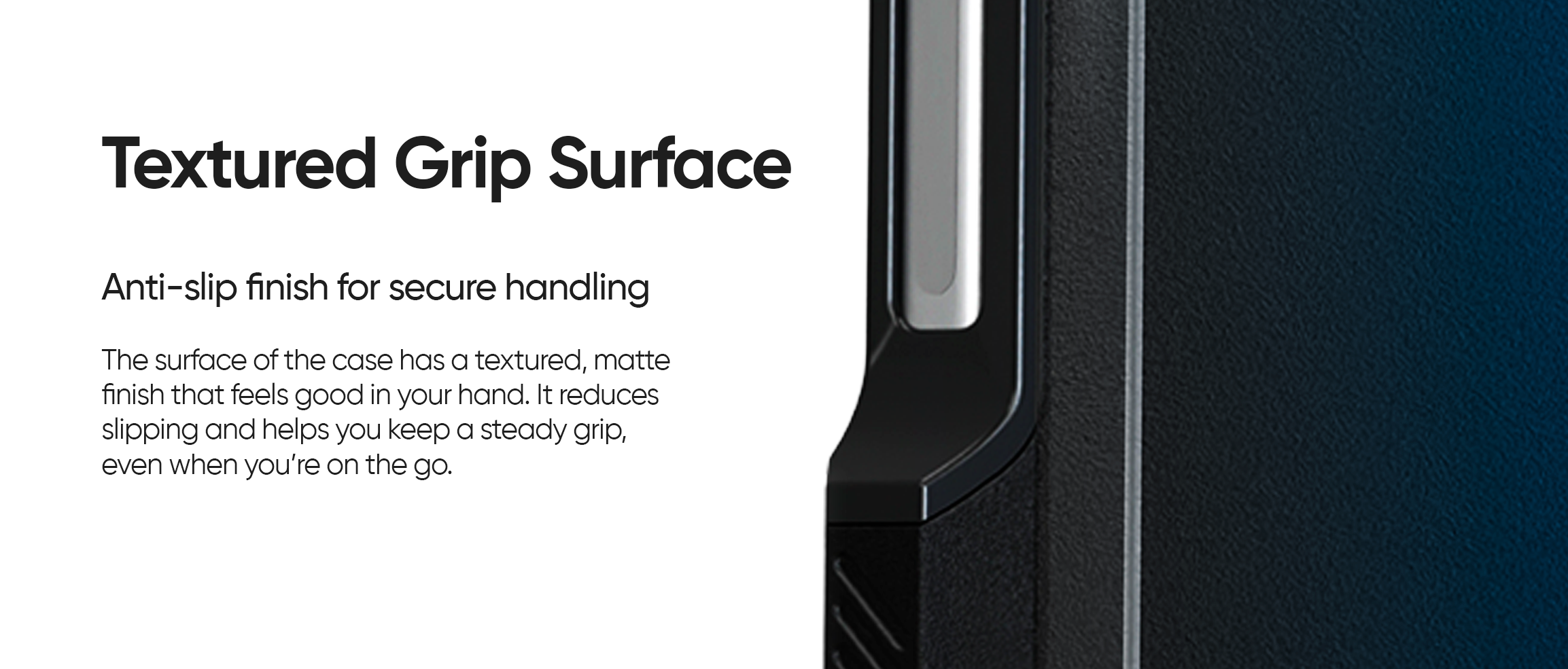 View of the iPhone 17 Pro Max Bunker case highlighting its protective, shock-absorbing TPU frame for impact resistance.