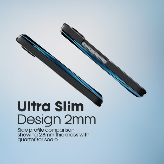 Ultra slim 2mm side profile comparison graphic of Motivecase Ranger V1 case for Google Pixel 10 XL demonstrating sleek lightweight construction.