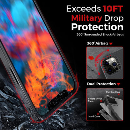Motivecase Ranger V2 military-grade protective case for iPhone 13 Pro Max highlighting reinforced shockproof corner bumpers against extreme drop impacts.