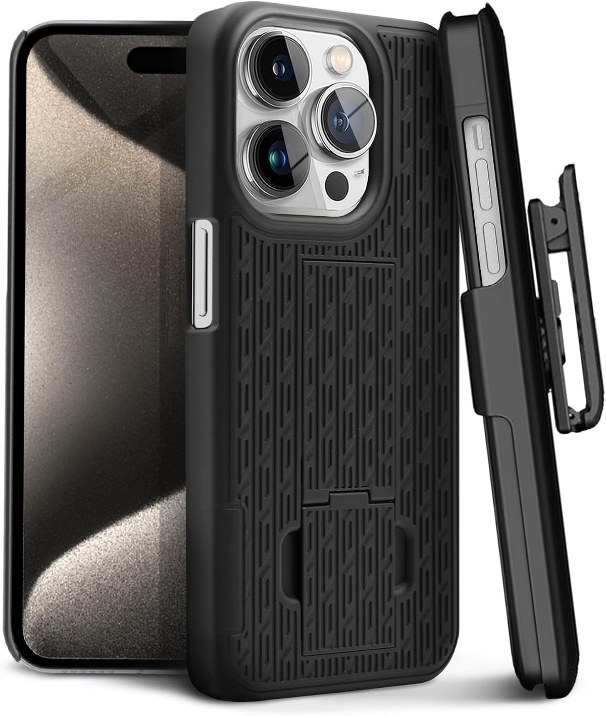 Motivecase Ranger V1 heavy-duty protective phone case for iPhone 15 Pro Max featuring rugged drop protection and belt clip holster.
