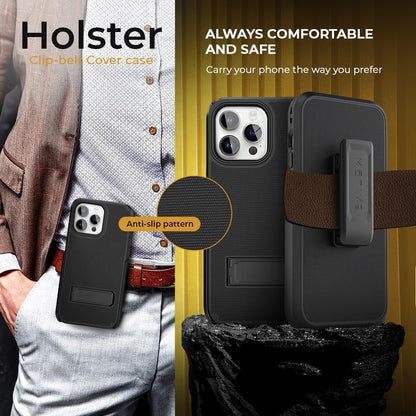 Outdoor adventure photo featuring Motivecase Ranger V2 protective case for iPhone 15 Pro Max attached to backpack strap during mountain hiking.