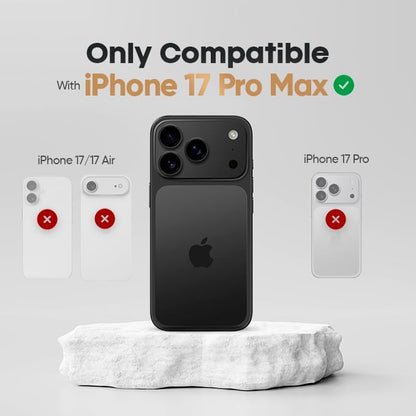 Device compatibility chart graphic for Motivecase Ranger V1 case confirming precise custom fit for 6.9-inch iPhone 17 Pro Max.