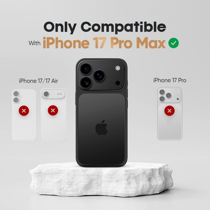 Device compatibility chart graphic for Motivecase Ranger V1 case confirming precise custom fit for 6.9-inch iPhone 17 Pro Max.