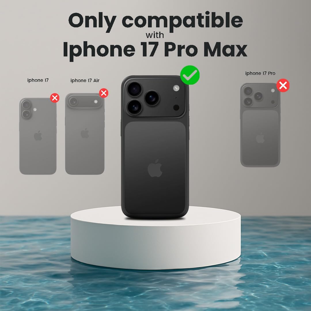Official model compatibility guide verifying that the Motivecase Waterproof series protective case fits iPhone 17 Pro Max smartphones exclusively. **(19 words)**