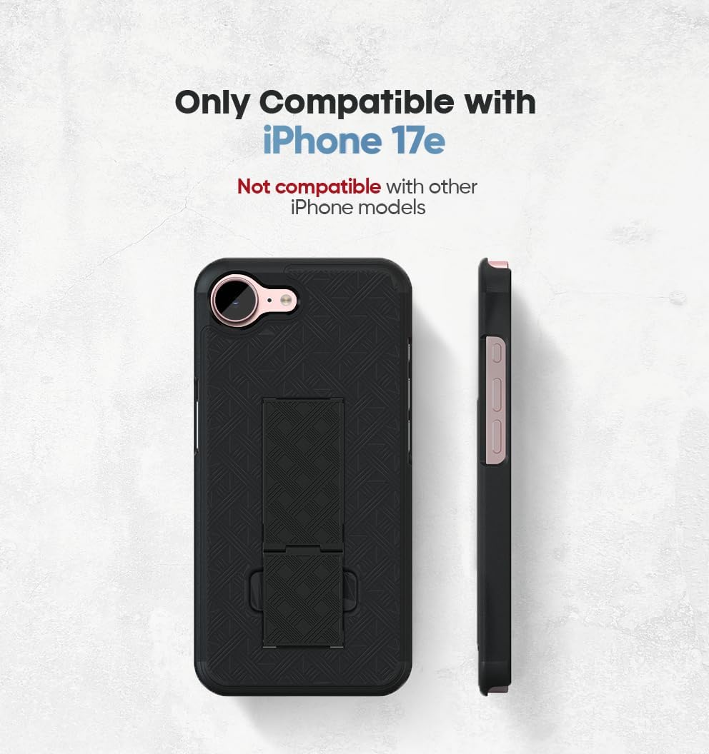 `Device compatibility chart graphic for Motivecase Ranger V1 case confirming precise custom fit for iPhone 17e smartphone.`