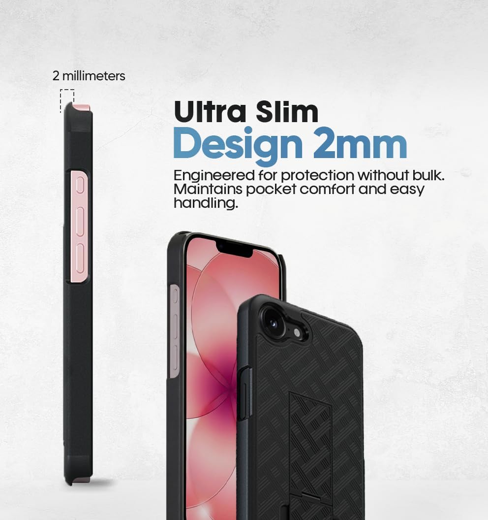 `Motivecase Ranger V1 case for iPhone 17e featuring slide-in sleeve holster system with protective soft cloth interior lining.`