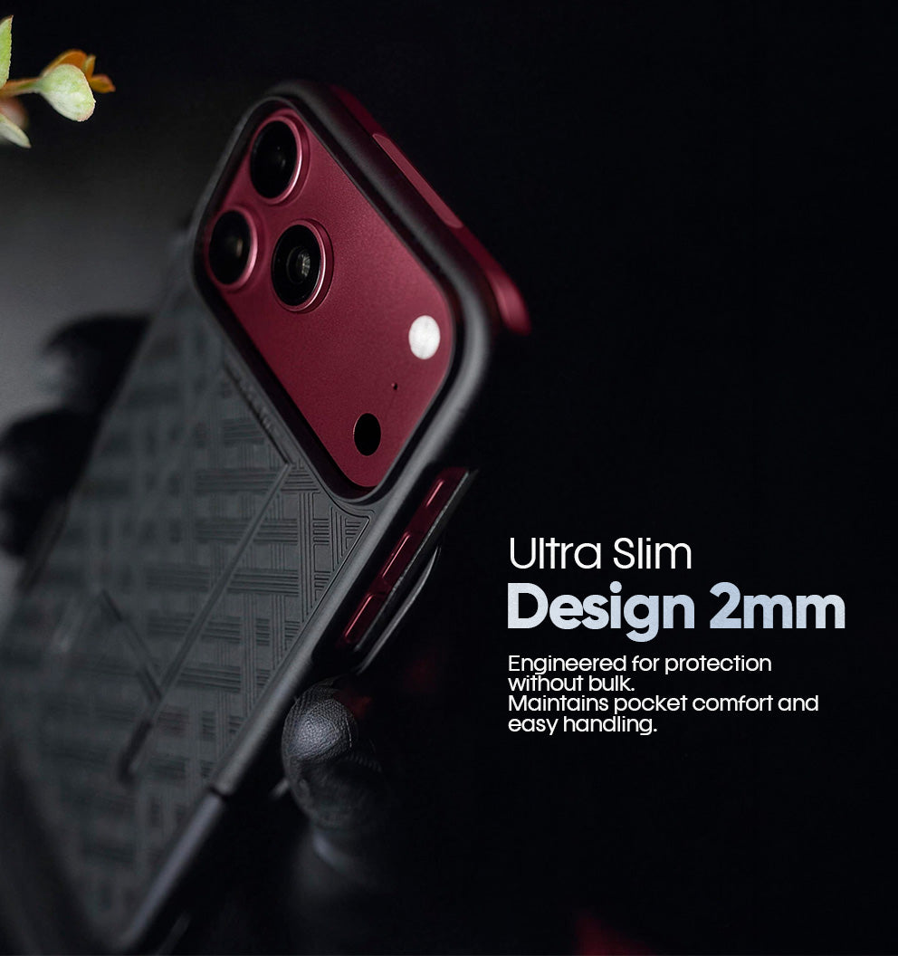 Motivecase Ranger V1 ultra-slim 2mm protective case for iPhone 18 Pro Max engineered for shockproof defense without adding unnecessary bulk.