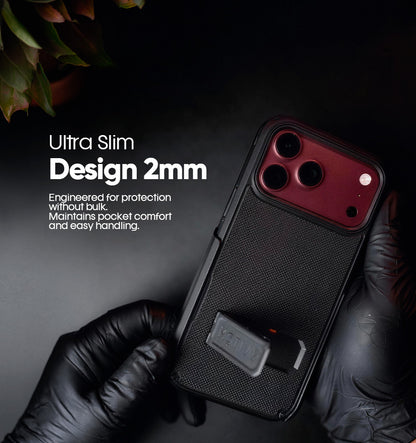 Motivecase Ranger V2 ultra-slim 2mm protective phone cover for iPhone 18 Pro Max offering pocket-friendly comfort and dual-layer defense.