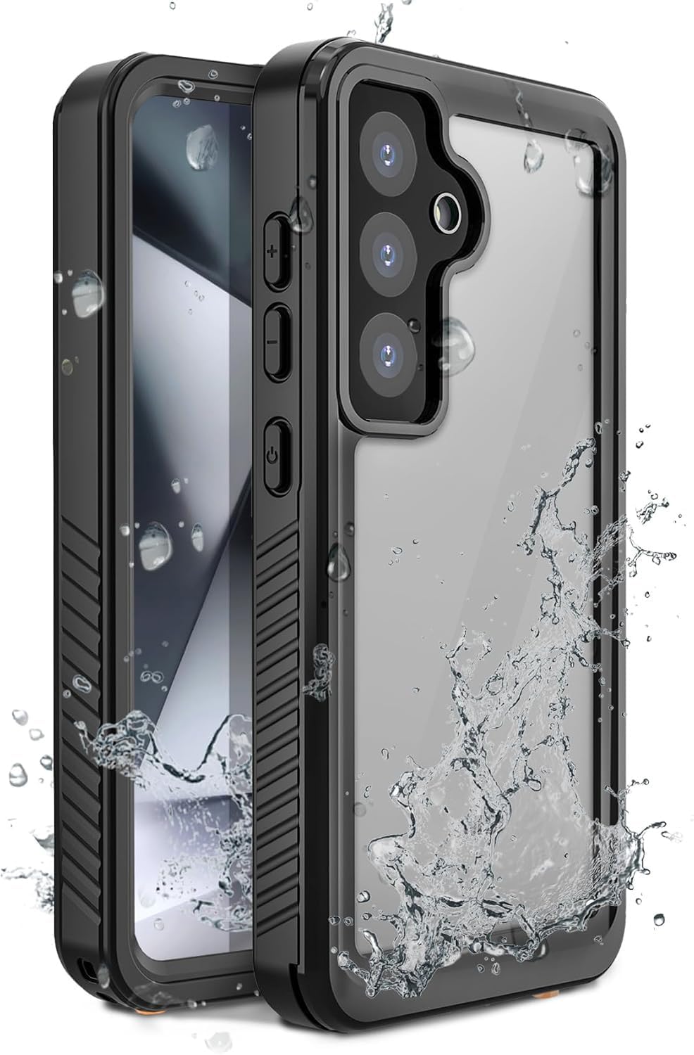 Motivecase Waterproof Samsung Galaxy S24 protective phone case resisting direct water splashes during outdoor water activities. **(16 words)**