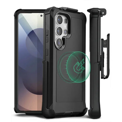 Official Motivecase Bunker heavy-duty case for the Samsung Galaxy S25 Ultra, showing front, back, and side views.