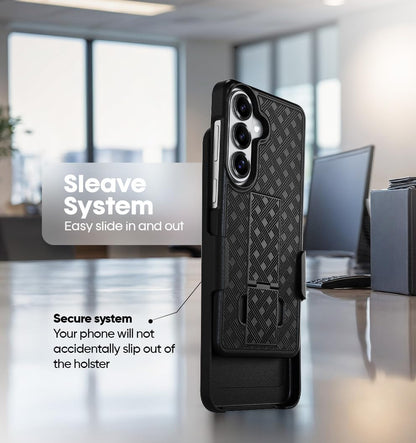 Slide-in sleeve holster system for Samsung Galaxy S26 Plus Motivecase Ranger V1 case ensuring secure slip-proof locking.