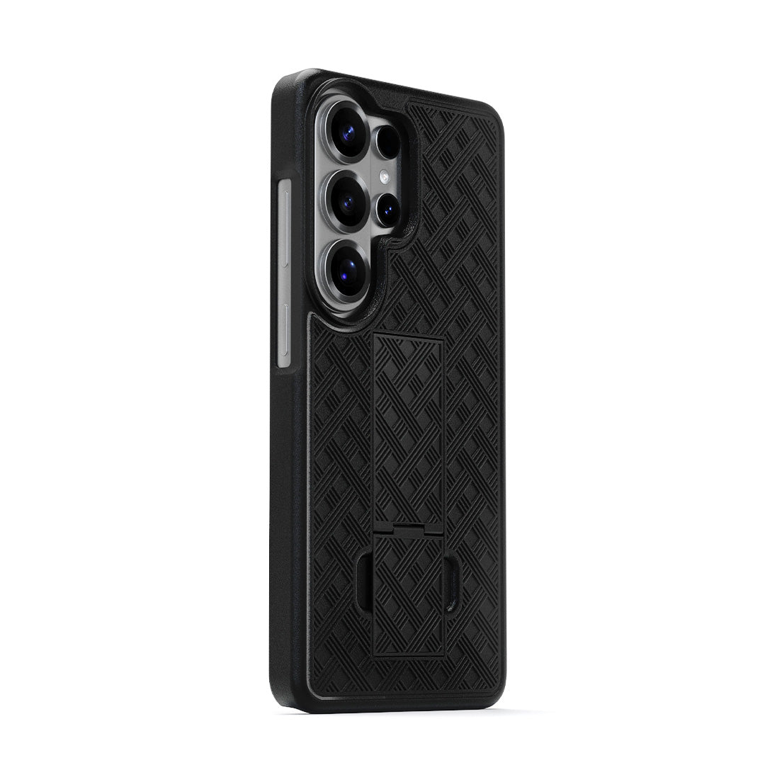 Heavy-duty Motivecase RangerV1 phone holster for Samsung Galaxy S26 Ultra featuring durable 360-degree rotating belt clip swivel for convenient carrying.