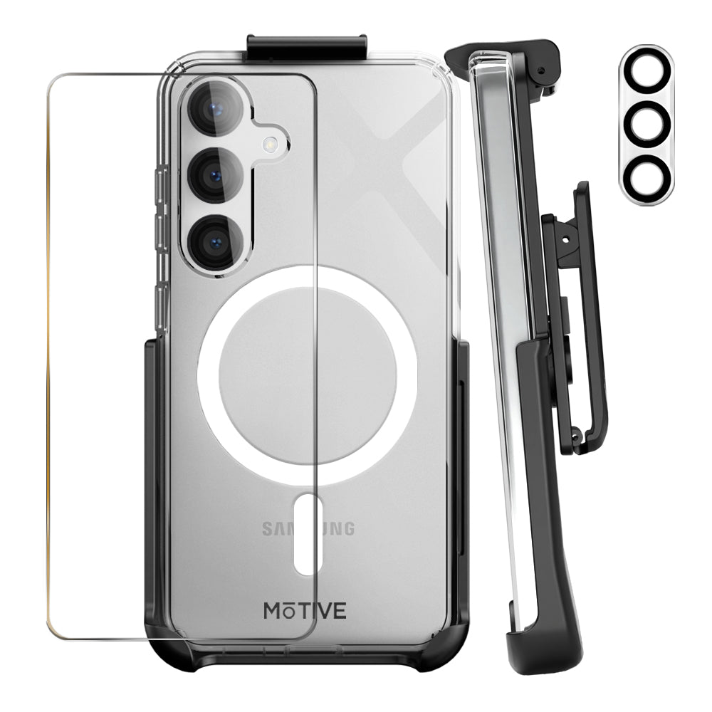 Clear Case & Holster Combo (Screen Protector & Camera Lens) for Samsung Galaxy S24