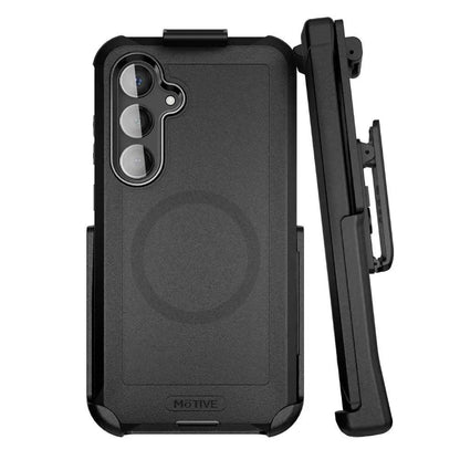 Front and side view of the Motivecase Bunker heavy-duty case for the Samsung Galaxy S24.